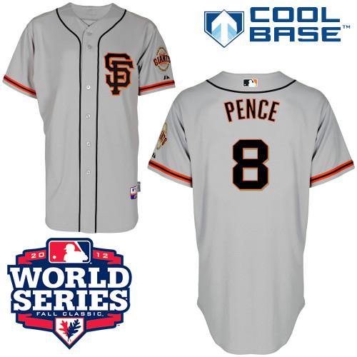 Cheap San Francisco Giants 8 Hunter Pence Grey Cool Base MLB Jersey W 2012 World Series Patch SF Style For Sale
