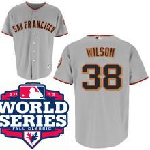Cheap San Francisco Giants 38 Brian Wilson Grey Jersey Cool Base MLB Jersey W 2012 World Series Patch For Sale