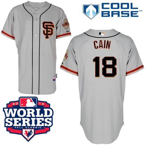 Cheap San Francisco Giants 18 Matt Cain Grey Cool Base MLB Jersey W 2012 World Series Patch SF Style For Sale