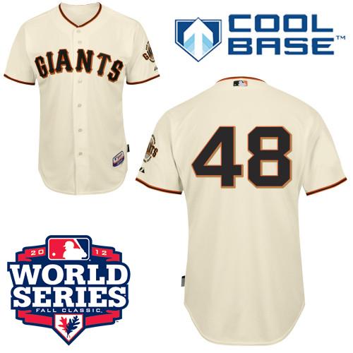 Cheap San Francisco Giants 48 Pablo Sandoval Cream Cool Base MLB Jersey W 2012 World Series Patch For Sale