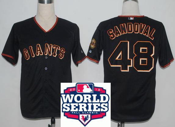 Cheap San Francisco Giants 48 Pablo Sandoval Black Cool Base MLB Jersey W 2012 World Series Patch For Sale