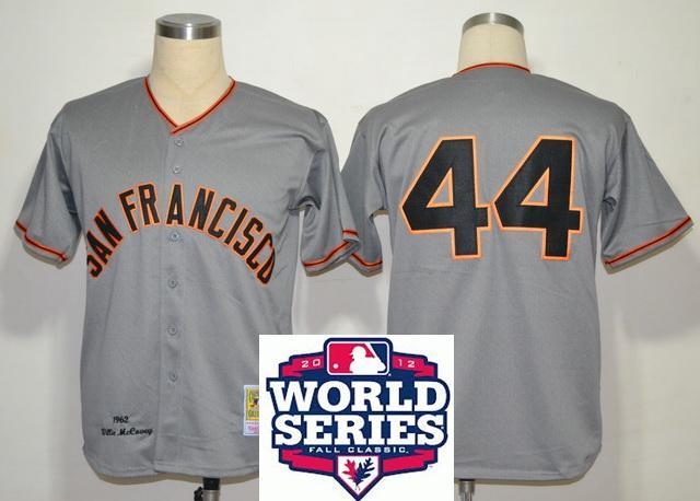 Cheap San Francisco Giants 44 Willie McCovey Grey M&N 1962 MLB Jerseys W 2012 World Series Patch For Sale
