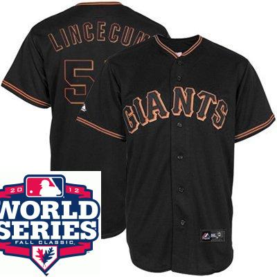 Cheap San Francisco Giants 55 Tim Lincecum Black Cool Base MLB Jersey W 2012 World Series Patch For Sale