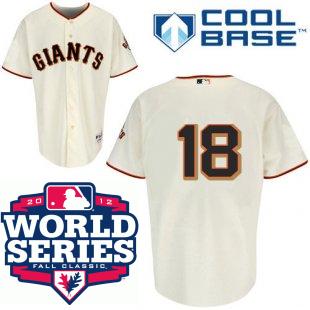 Cheap San Francisco Giants 18 Matt Cain Cream Cool Base MLB Jersey W 2012 World Series Patch For Sale
