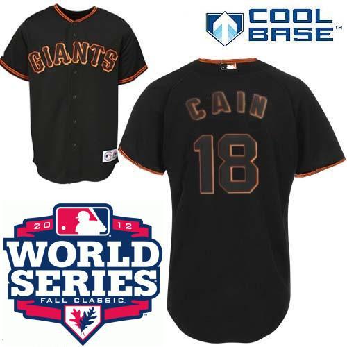 Cheap San Francisco Giants 18 Matt Cain Black Cool Base MLB Jersey W 2012 World Series Patch For Sale