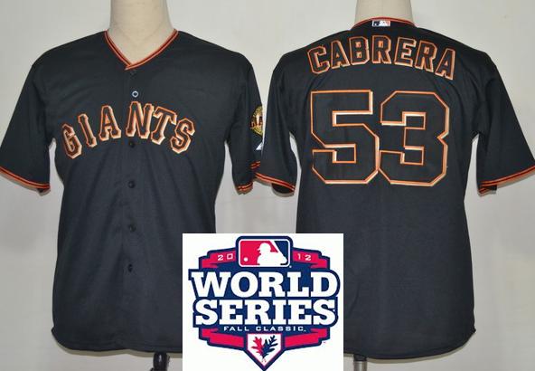 Cheap San Francisco Giants 53 Melky Cabrera Black MLB Jerseys W 2012 World Series Patch For Sale