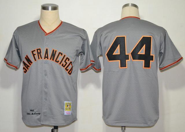 San Francisco Giants 44 Willie McCovey Grey M&N 1962 MLB Jerseys