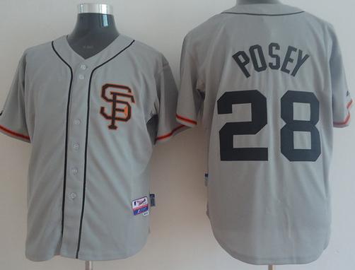 Cheap San Francisco Giant 28 Buster Posey Grey Cool Base 2012 MLB Jerseys For Sale