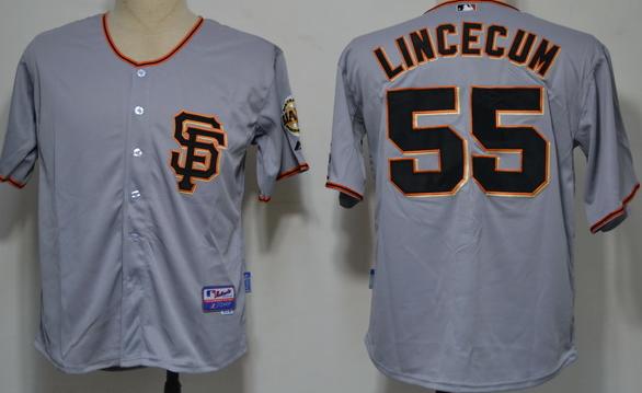 Cheap San Francisco Giants 55 Lincecum Grey Cool Base 2012 MLB Jerseys For Sale