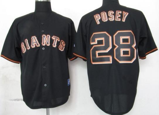 Cheap San Francisco Giants 28 Posey Black Fashion Jerseys For Sale