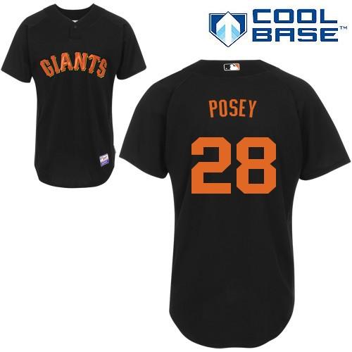 Cheap San Francisco Giants 28 Posey Black Orange Number Jersey For Sale