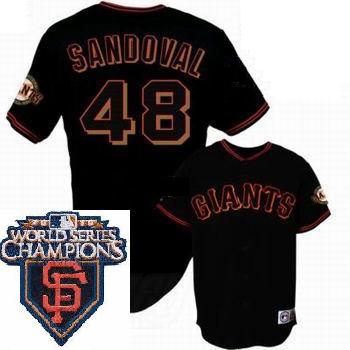 Cheap 2010 World Series Champions San Francisco Giants 48 Sandoval Black Jersey For Sale