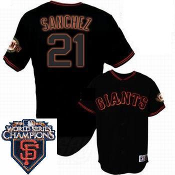 Cheap 2010 World Series Champions San Francisco Giants 21 Sanchez Black Jersey For Sale