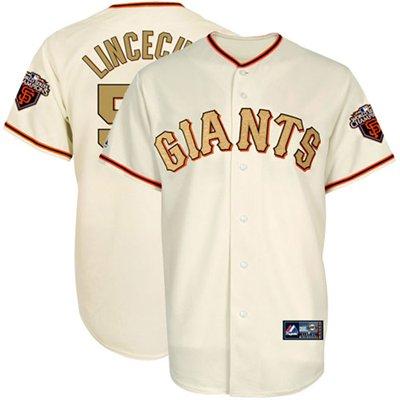Cheap 2010 World Series Champions San Francisco Giants 55 Lincecum Gold Program Jersey For Sale