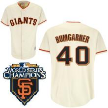 Cheap 2010 World Series Champions San Francisco Giants 40 Bumgarner Cream Jerseys For Sale
