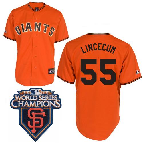 Cheap 2010 World Series Champions San Francisco Giants 55 Lincecum Orange Jersey For Sale