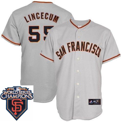 Cheap 2010 World Series Champions San Francisco Giants 55 Lincecum Grey Jersey For Sale