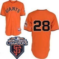 Cheap 2010 World Series Champions San Francisco Giants 28 Posey Orange Jersey For Sale