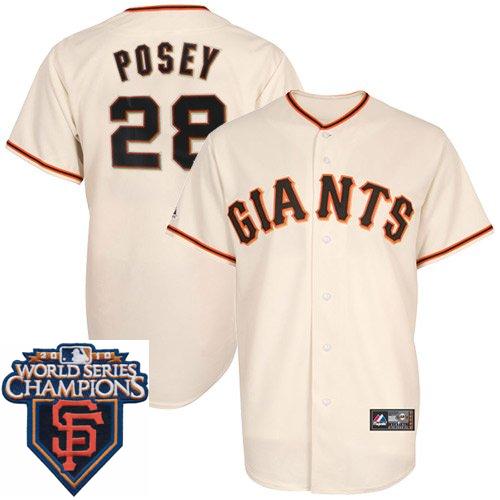 Cheap 2010 World Series Champions San Francisco Giants 28 Posey Cream Jersey For Sale