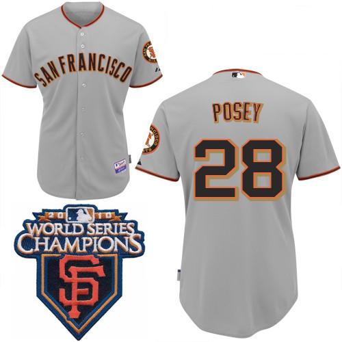 Cheap 2010 World Series Champions San Francisco Giants 28 Posey Grey Jersey For Sale