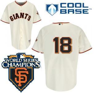 Cheap 2010 World Series Champions San Francisco Giants 18 Cain Cream Jersey For Sale