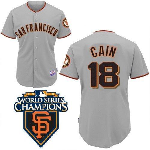 Cheap 2010 World Series Champions San Francisco Giants 18 Cain Grey Jersey For Sale