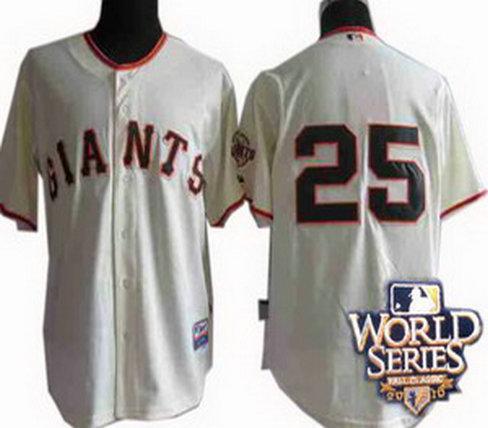 Cheap 2010 World Series San Francisco Giants 25 Bonds Cream MLB Jersey For Sale