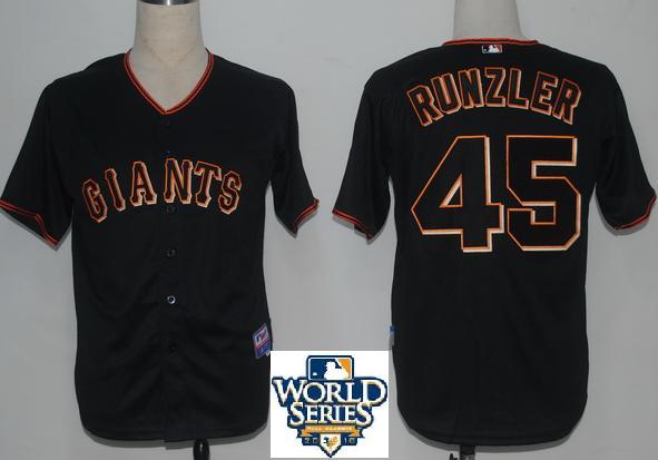 Cheap 2010 World Series San Francisco Giants 45 Runzler Black Jerseys For Sale
