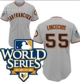 Cheap 2010 World Series San Francisco Giants 55 Lincecum Grey Jersey For Sale