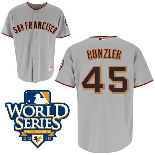 Cheap 2010 World Series San Francisco Giants 45 Runzler Grey Jerseys For Sale