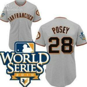 Cheap 2010 World Series San Francisco Giants 28 Posey Grey Jersey For Sale