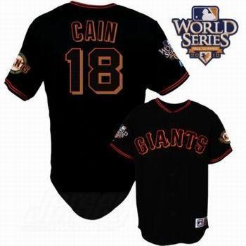 Cheap 2010 World Series San Francisco Giants 18 Cain Black Jersey For Sale