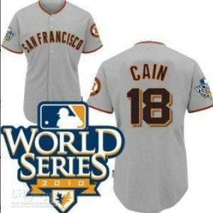 Cheap 2010 World Series San Francisco Giants 18 Cain Grey Jersey For Sale