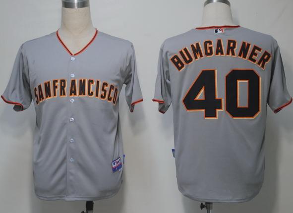 San Francisco Giants 40 Bumgarner Grey Cool Base MLB Jerseys
