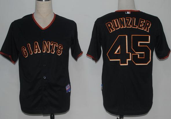 Cheap San Francisco Giants 45 Runzler Black Cool Base MLB Jerseys For Sale