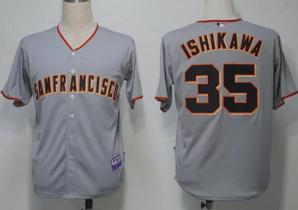 Cheap San Francisco Giants 35 Ishikawa Grey Cool Base MLB Jerseys For Sale
