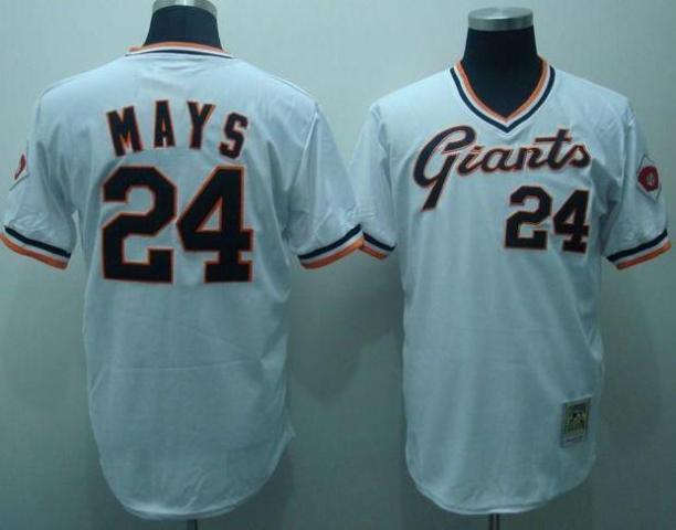 San Francisco Giants 24 Willie Mays White M&N Jersey
