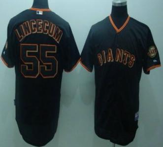 Cheap San Francisco Giants 55 LINCECUM Black MLB Jersey For Sale