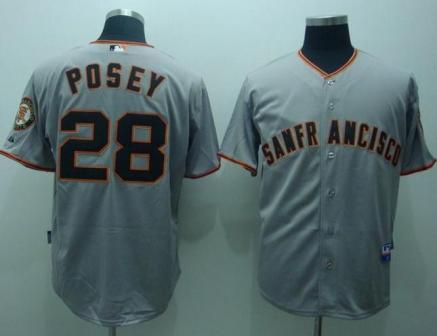 Cheap San Francisco Giants 28 Buster Possey Grey Jersey For Sale
