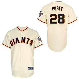 Cheap San Francisco Giants 28 Buster Posey Cream Jersey For Sale