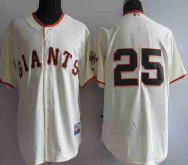 Cheap San Francisco Giants 25 Bonds Cream MLB Jersey For Sale