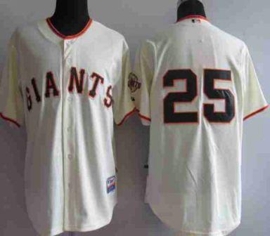 San Francisco Giants 25 Bonds Cream MLB Jersey