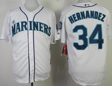 Seattle Mariners 34 Felix Hernandez White Cool Base MLB Jerseys New Style Seattle Mariners 34 Felix Hernandez White Cool Base MLB Jerseys New Style