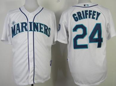 Cheap Seattle Mariners 24 Ken Griffey White Cool Base MLB Jerseys New Style For Sale