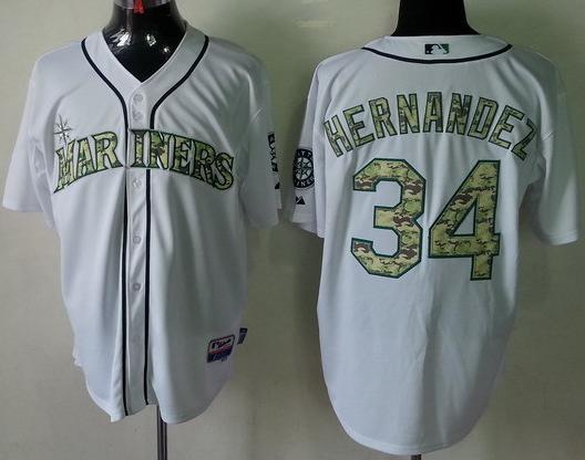 Seattle Mariners 34 Felix Hernandez White 2013 USMC Cool Base Camo Number MLB Jersey Seattle Mariners 34 Felix Hernandez White 2013 USMC Cool Base Camo Number MLB Jersey