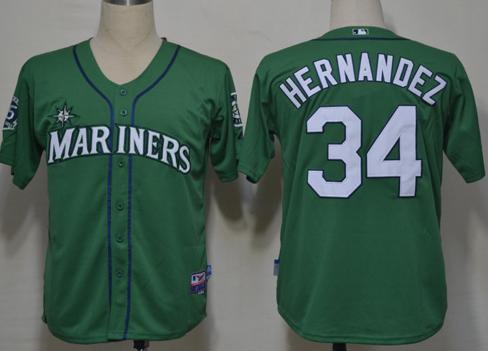 Cheap Seattle Mariners 34 Felix Hernandez Green Cool Base MLB Jerseys For Sale