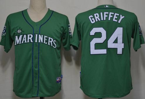 Cheap Seattle Mariners 24 Ken Griffey Green Cool Base MLB Jerseys For Sale