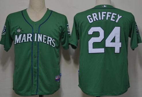 Seattle Mariners 24 Ken Griffey Green Cool Base MLB Jerseys