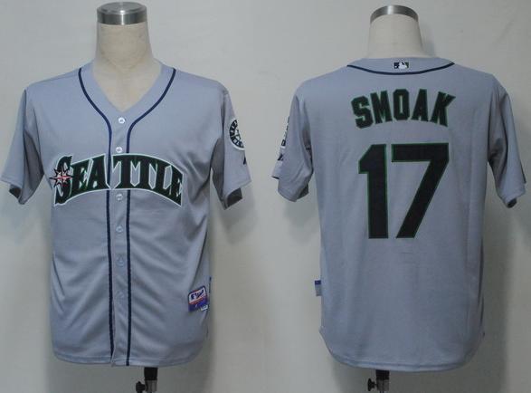 Cheap Seattle Mariners 17 Smoak Grey Cool Base MLB Jerseys For Sale