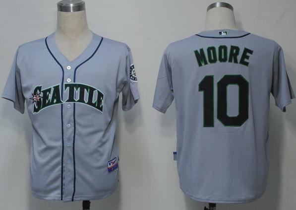 Cheap Seattle Mariners 10 Moore Grey Cool Base MLB Jerseys For Sale